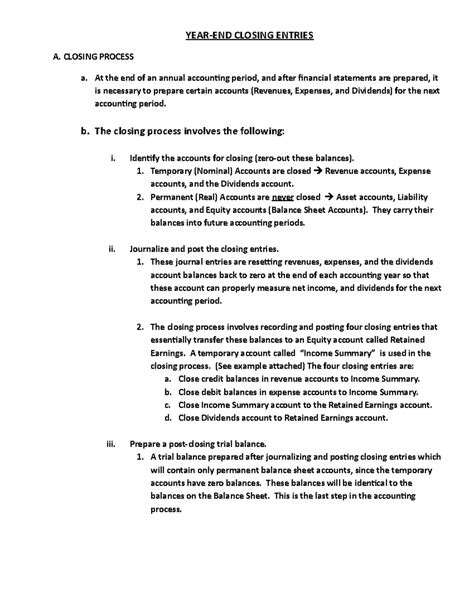 Chapter 4 - Closing Entries Example - YEAR-END CLOSING ENTRIES A ...