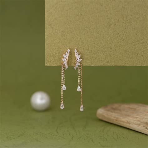 Latest Celestia Rose Gold Chain Drop Ear Climbers – Diamo