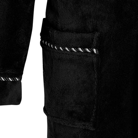 Mens Luxury Fleece Bathrobe Dressing Gown Hooded Bath Robe or Collar ...