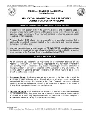 Fillable Online mbc ca Application - the Medical Board of California ...