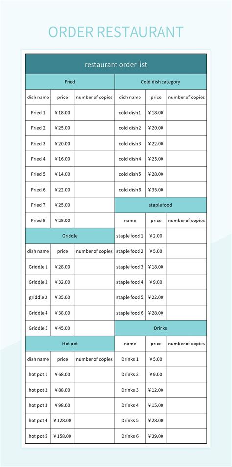 Efficient Restaurant Order Guide For Seamless Dining Experience Excel ...