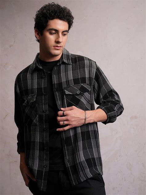 LOCOMOTIVE Premium Mock Lino Dobby Textured Checked Utility Pocket ...