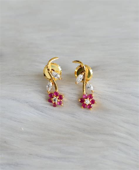 DREAMJWELL - Gorgeous Gold Tone Ruby-white Flower Necklace Set DJ03681 ...