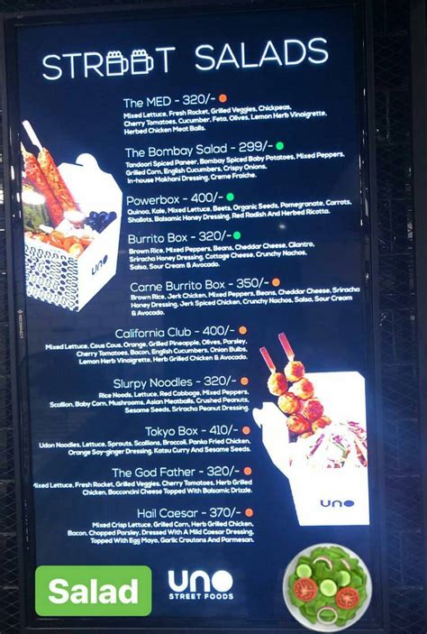 Menu at UNO Street Foods, Pune, A-6, Ashiyana Park, North main Road ...