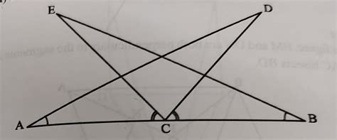 5. In the given figure, C is the mid-point of AB, ∠BAD=∠CBE and ∠ECA=∠ ...