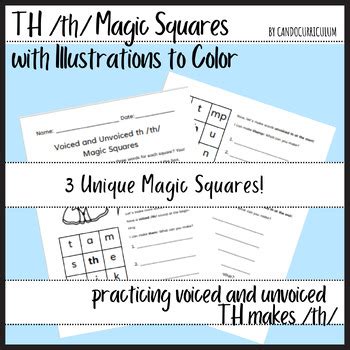 Voiced and Unvoiced TH /th/ Magic Squares with Illustrations to Color