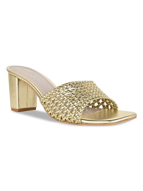 Shop Rocia By Regal Gold Women Metallic Woven Heels Online