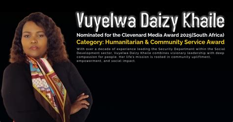 Clevenard - Blog - Vuyelwa Daizy Khaile Nominated for the Clevenard ...
