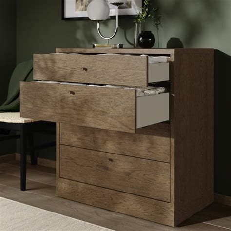 TONSTAD chest of 4 drawers, brown stained oak veneer, 82x47x90 cm (321 ...