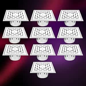 CUROVIT Stainless Steel Drain Strainer Set of 10 Pc 5"x5" Silver in ...