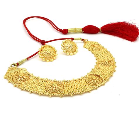 Buy Upala® Gold Plated Traditional Designed Chatai Haar Necklace Set ...