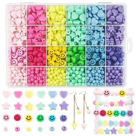 SANNIDHI® 600pcs Assorted Pastel Acrylic Beads for Bracelet & Necklace ...