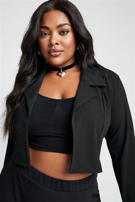 YOURS Plus Size Black Cropped Blazer | Yours Clothing