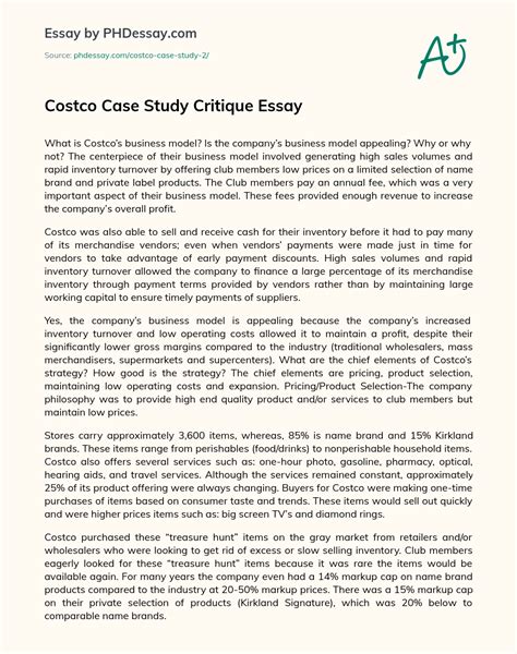Costco Case Study Critique Essay - PHDessay.com