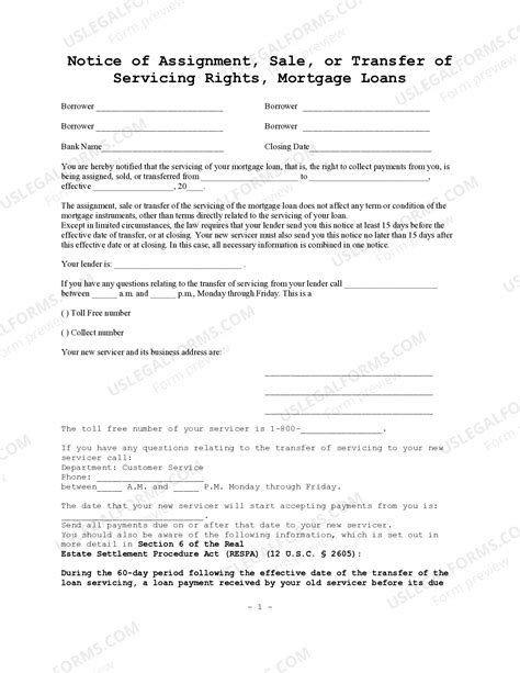 Connecticut Notice of Assignment, Sale, or Transfer of Servicing Rights ...