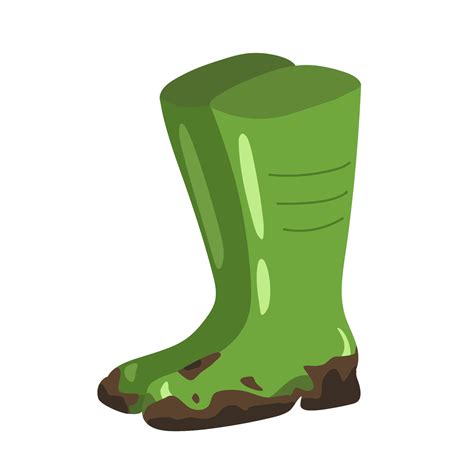 Dirty green rubber boots isolated on white background. vector illustration. 13313357 Vector Art ...