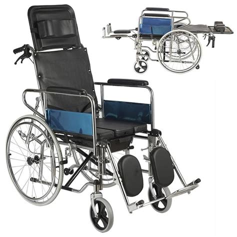 Recliner Wheelchair with U Cut Seat & Commode/Toilet Pot - Foldable Re