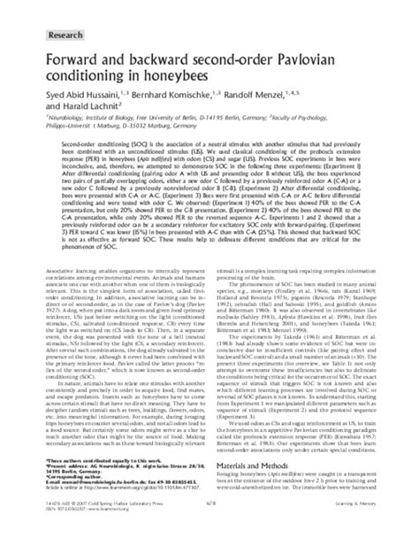 Image result for Second Order Pavlovian Conditioning Examples