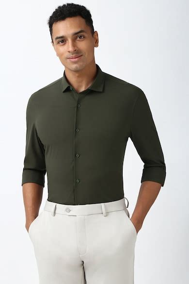 Buy Men Olive Super Slim Fit Full Sleeves Formal Shirt Online ...