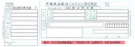 中国农业银行上海市分行贷记凭证打印模版