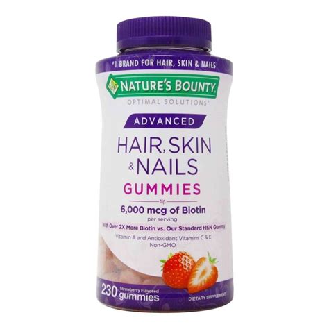 Nature's Bounty Advanced Hair, Skin & Nails 6,000mcg Biotin Strawberry ...