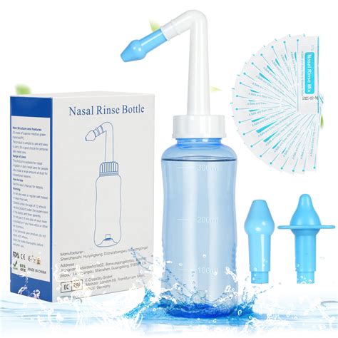 URAQT Neti Pot, Nasal Rinse Kit Nose Wash Cleaner, 300ml Sinus Rinse ...