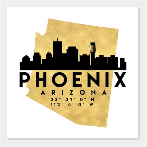 Phoenix Arizona Skyline Map Art by deificusart