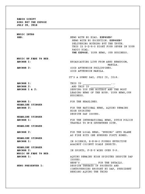 Image result for News Program Script