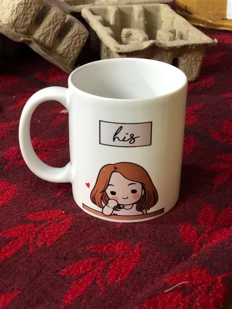 Buy NEWQ Hers & His Printed Couple Coffee Mugs Set of 2 Combo Set ...