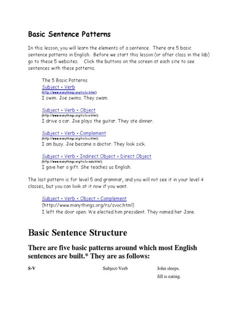 Image result for Examples for Sentence Pattern