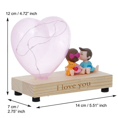 Pink Couple Heart Light Showpiece- eCraftIndia Online
