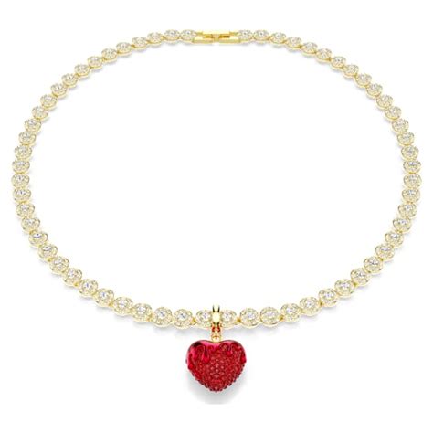 Idyllia charm, Round cut, Heart, Red, Gold-tone plated | Swarovski