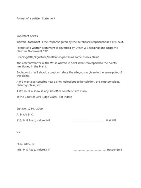 Written Statement Examples 的图像结果