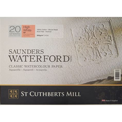 Saunders Waterford - Hot Press High White 300 GSM - 16 x 12" Block 20 ...