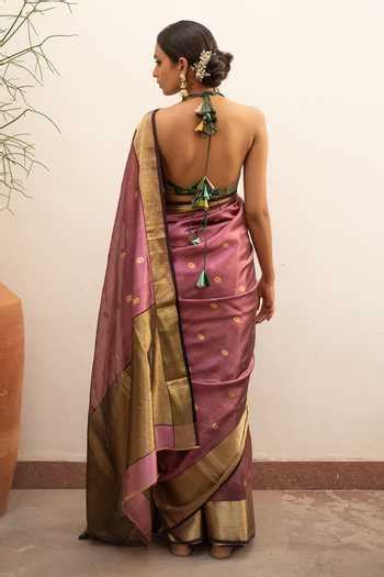 Buy Purple Silk, Chanderi Embroidery Janki Saree With Running Blouse ...
