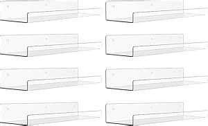 CRUTO Acrylic Floating Wall Shelves | 15-Inch Clear Invisible Display ...