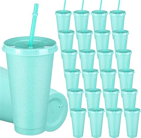 Amazon.com: 15 Pack Plastic Tumblers with lids and Straw, 24 oz ...