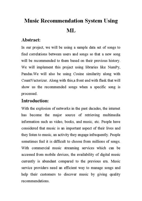 Music Recommendation System abstract - Music Recommendation System ...