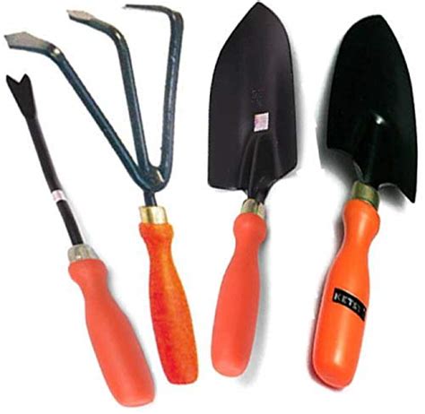 4 PC Garden Tools Garden Tool Kit (Cultivator, Fork, Shovel, Trowel ...