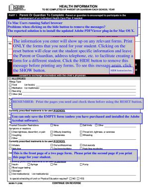 Fillable Online fcps Health Information Form - Fairfax County Public ...