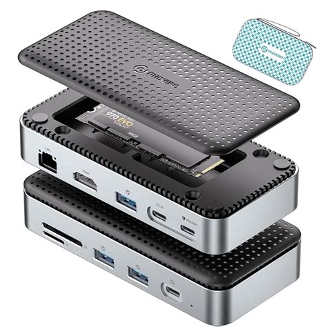 PHIXERO 11-in-1 Docking Station with M.2 NVME SATA SSD Enclosure, USB-C ...
