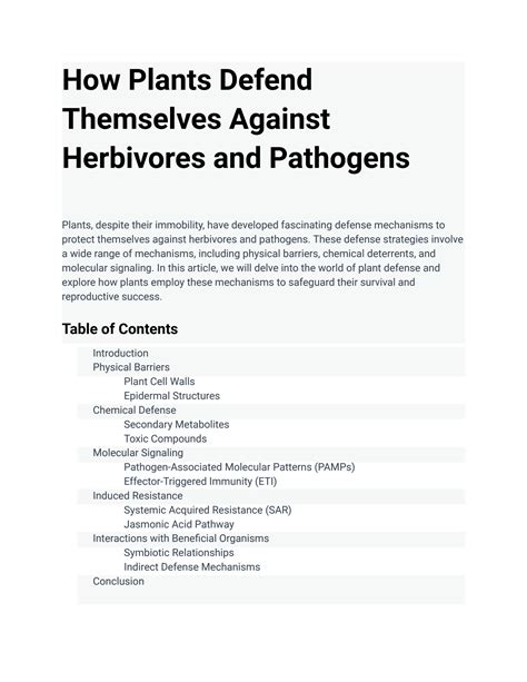 SOLUTION: How plants defend themselves against herbivores and pathogens - Studypool