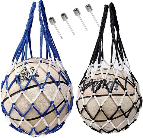 MORJCG 2Pcs Ball Net Bag with 4Pcs Ball Pump Needle, Football Bag, Ball ...