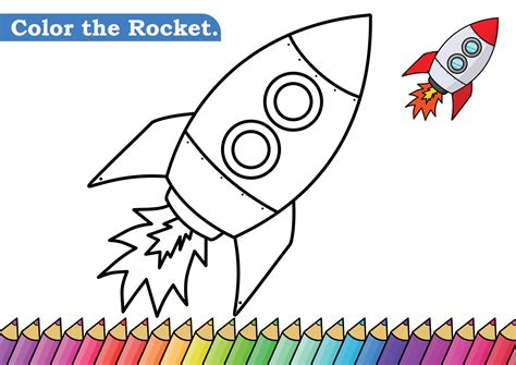 Coloring page for Rocket vector illustration. Kindergarten children ...