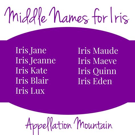 Looking for a short middle name for Iris. Iris Jeanne? Iris Blair? Iris ...