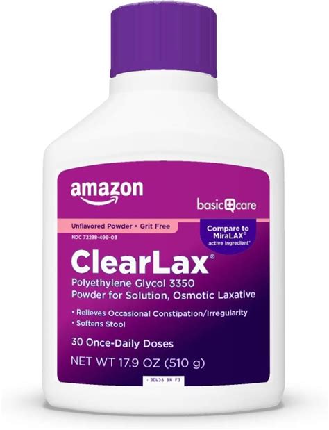 Amazon Basic Care ClearLax, Polyethylene Glycol 3350 India | Ubuy