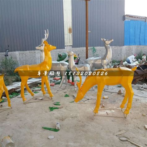 玻璃钢小鹿雕塑，抽象动物雕塑 - 河北卓景雕塑公司