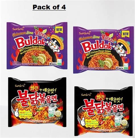 Samyang Buldak Chicken Habanero&Stir Fry Flavour Korean Noodles(Pack of ...