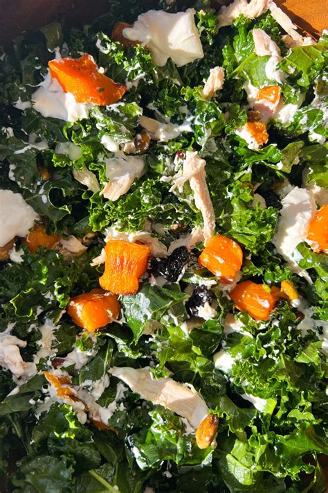 Chicken and Kale Salad with Pistachios - Feasty Travels