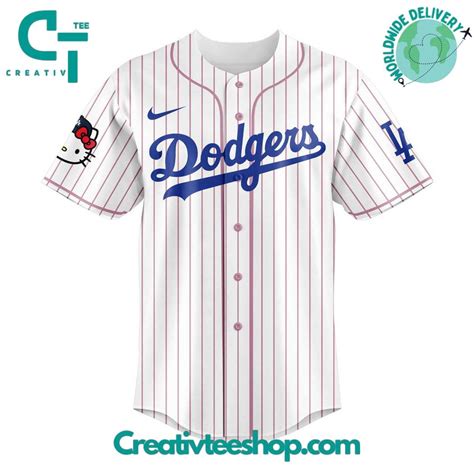 Los Angeles Dodgers x Hello Kitty Night Stripes Jersey - Creativteeshop
